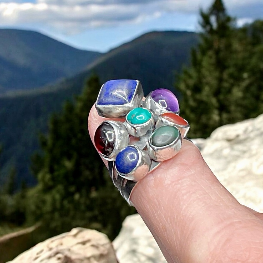 🌺Vintage Nakai Sterling & Gemstone Ring - Picture 3 of 12